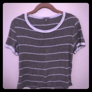 Women’s gray & white striped shirt